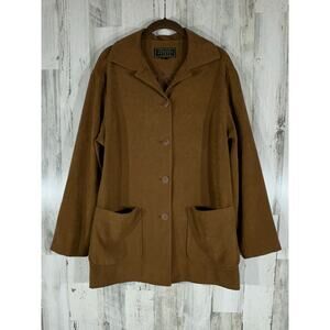 Compagnie Internationale Express Vegan Faux Suede‎ Jacket Size 3/4 Camel Brown